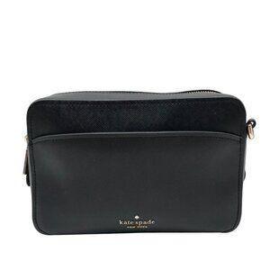 Kate Spade Black Saffinao Leather Lauryn Camera Crossbody Bag